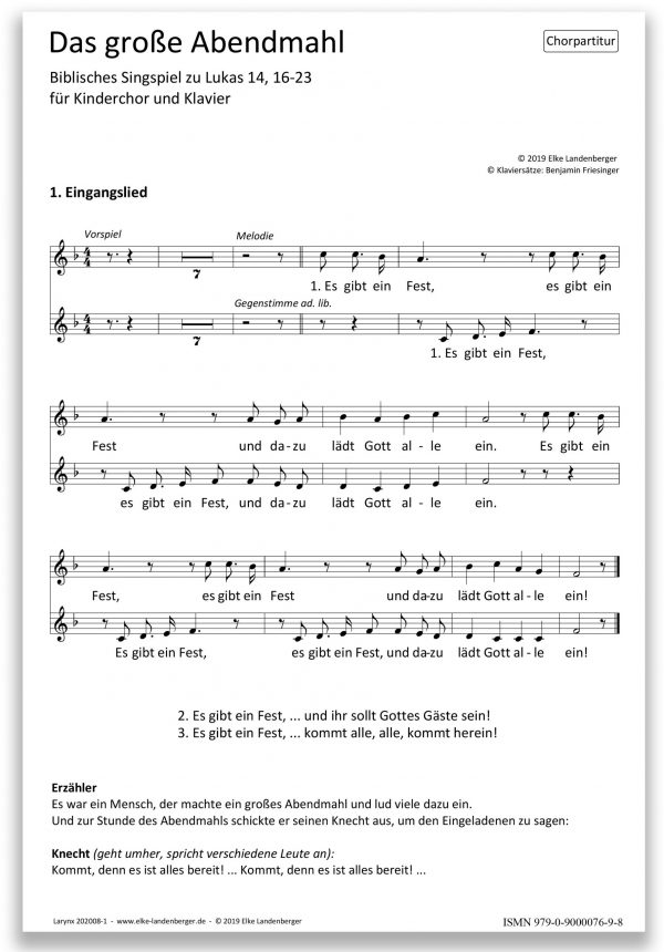 Das große Abendmahl - Chorpartitur (10 Stk.)